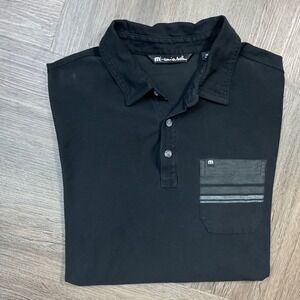 Travis Mathew‎ Polo Shirt Mens Medium Black Golf Casual Modern Fit Performance